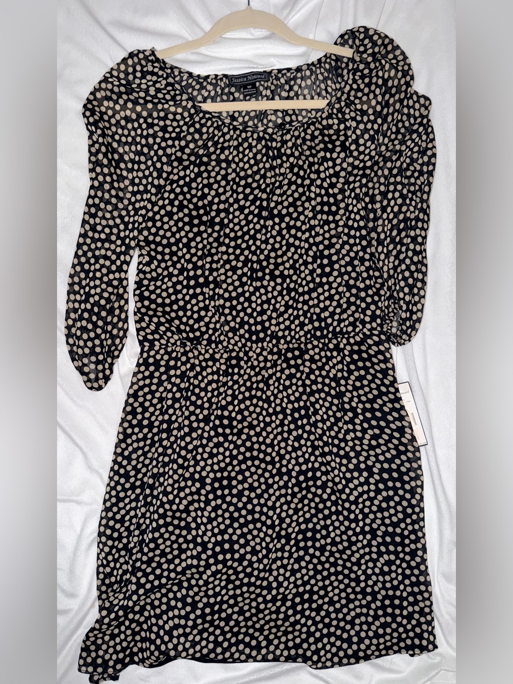 Jessica Howard Brown and Cream Polka Dot Long Sleeve Dress